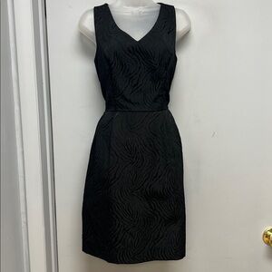 Ellen Tracy Black Sleeveless Jacquard Fit & Flare Dress – Size 10 | Keyhole Back